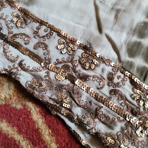 🍂Tie dye khaki bronze boho beaded halter top - Picture 5 of 9